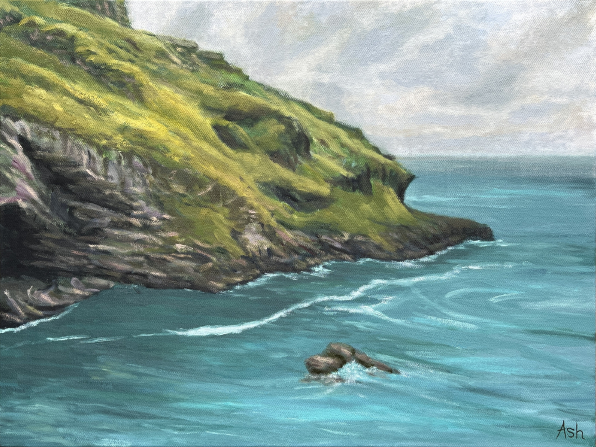 Merlin's Cave - Tintagel seascape painting