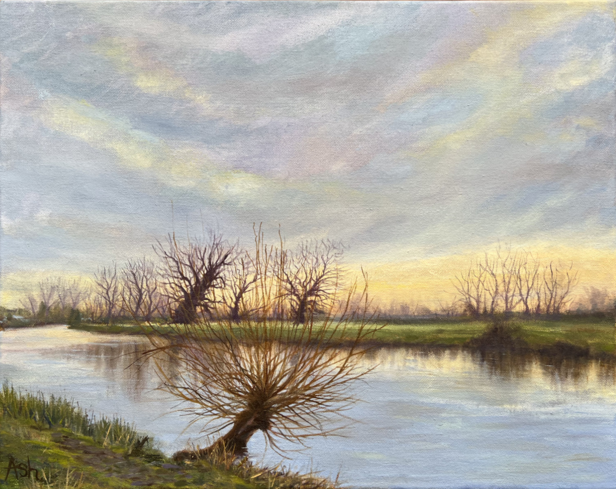 Ely Water Meadows landscape painting