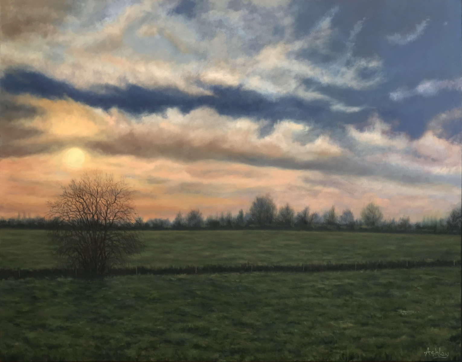 Fenland landscape oil painting