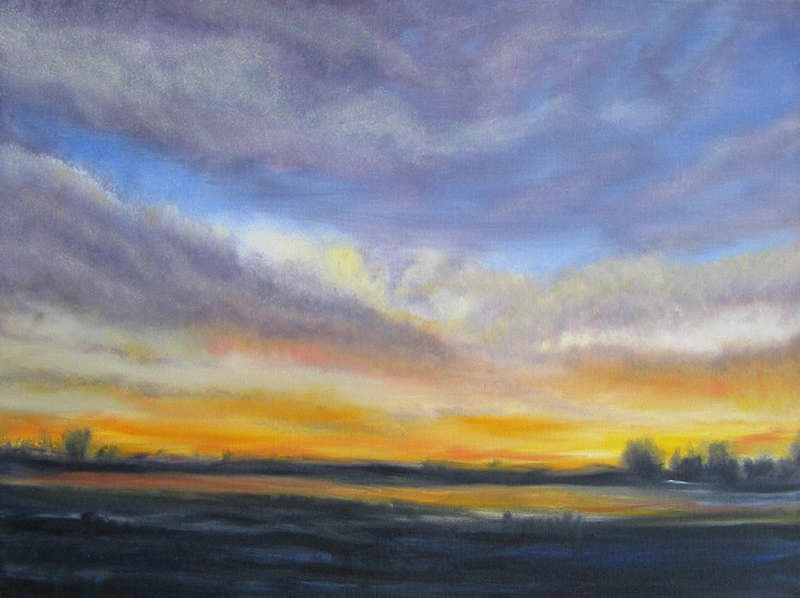 Oil painting - Sunrise on the fens
