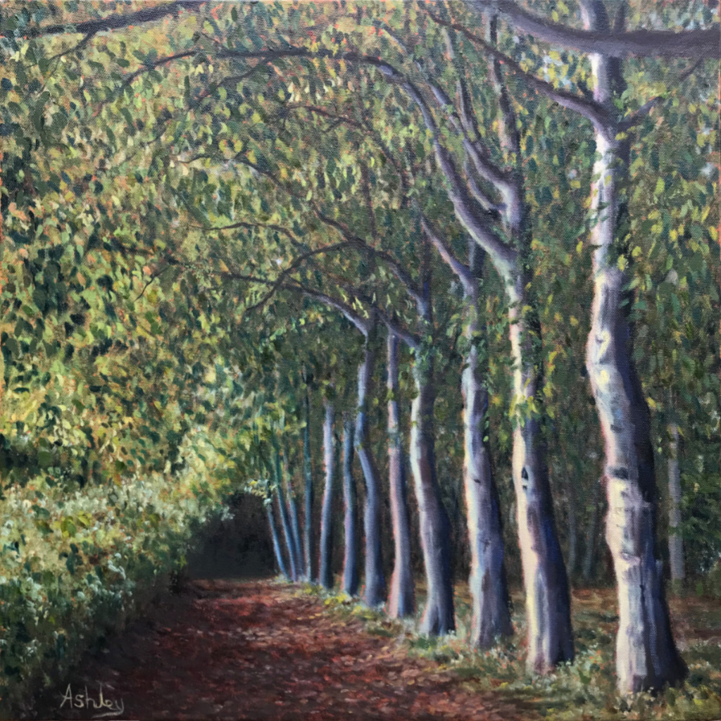 Landscape painting, Wandlebury Beech Trees