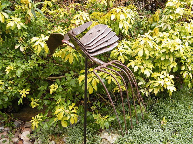 The Ridger Bird - Metal sculpture created from farming implements