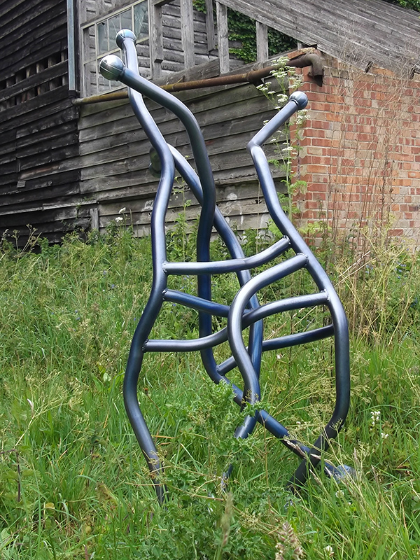 Out of the blue - painted steel sculpture