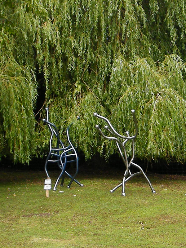 Out of the blue - painted steel sculpture